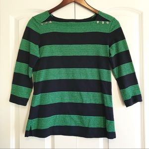 Talbots || Striped 3/4 Sleeve Top